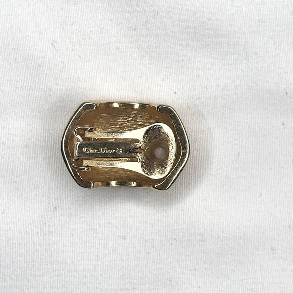 Christian Dior Vintage Gold Plated Textured Half Hoop Clip On Earrings - Picture 7 of 10